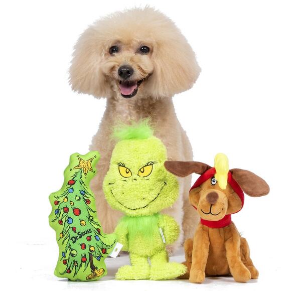 Dr. Suess's The Grinch 3 Piece Plush Dog Toys - Christmas Set for Dogs - Picture 3 of 8